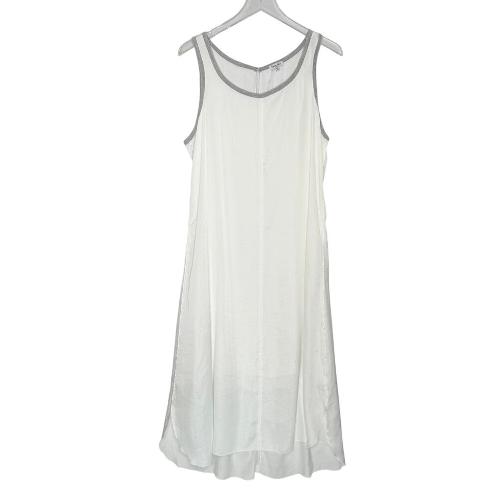 Splendid White Scoop Neck Satin Effect
Tank Midi Dress L